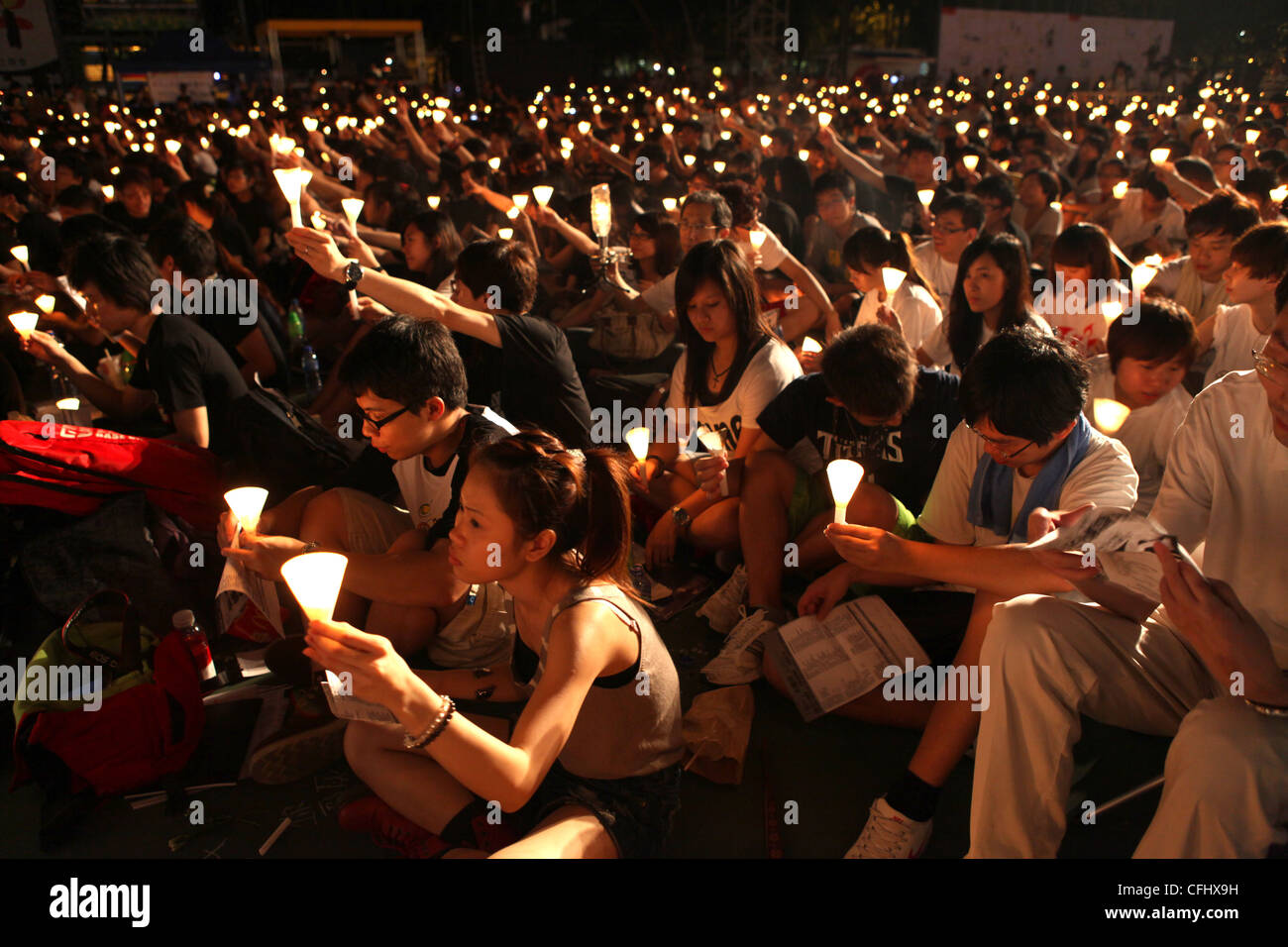 Candlelight vigil , Hong Kong Stock Photo
