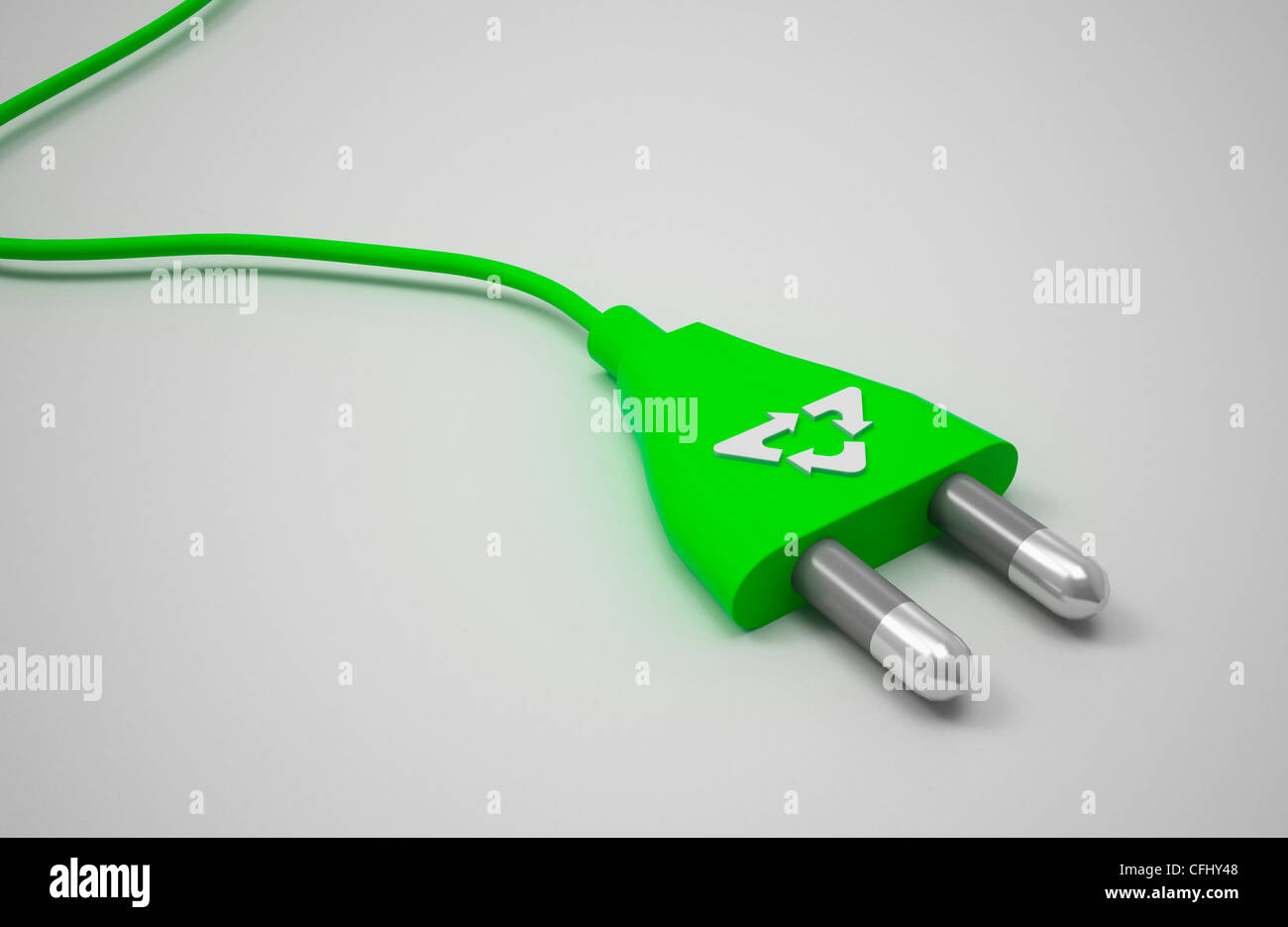 The green plug with the recycling mark Stock Photo Alamy