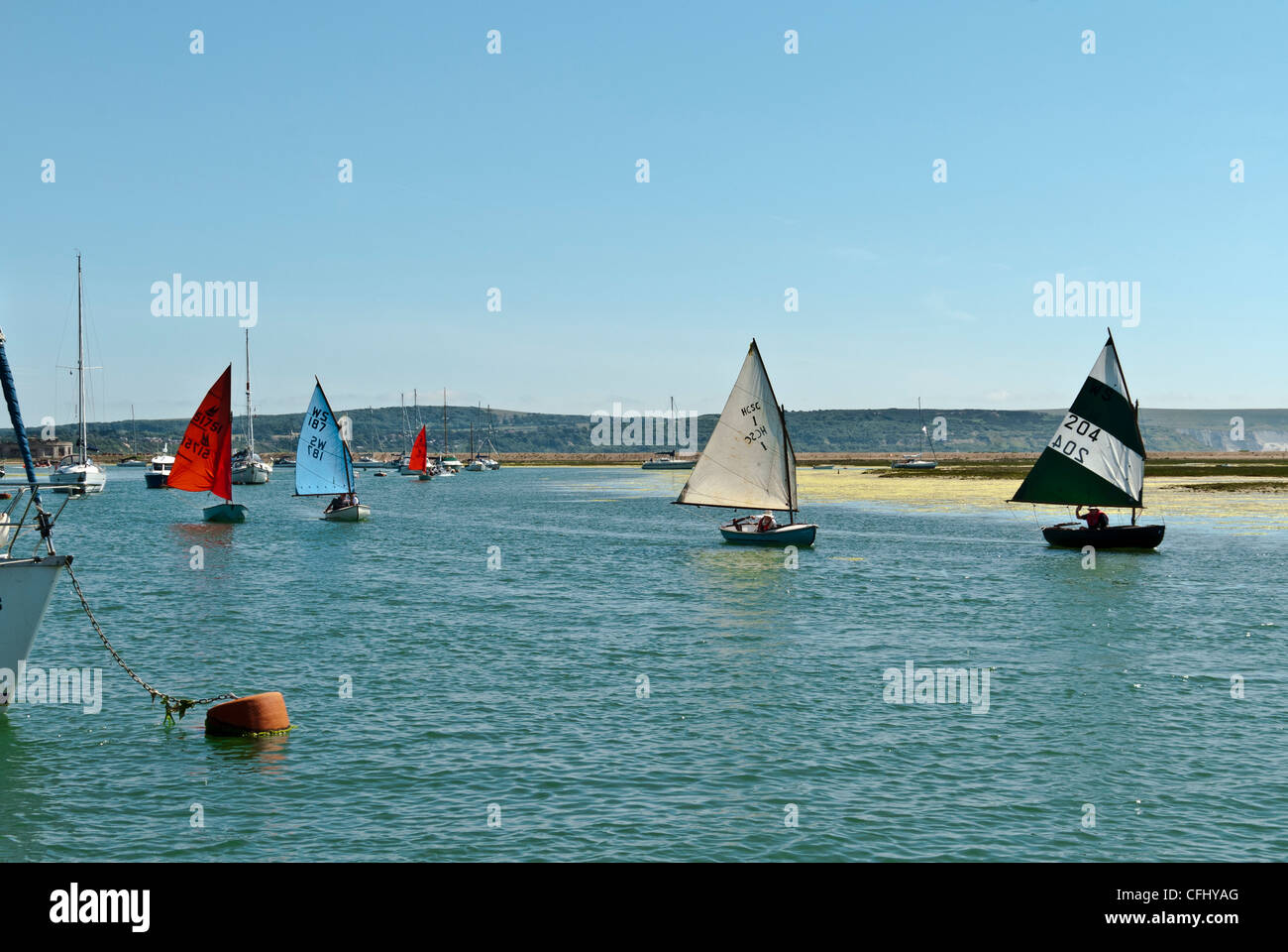 UK Hampshire Keyhaven dingy racing sails Scow 1 person gaff rigged