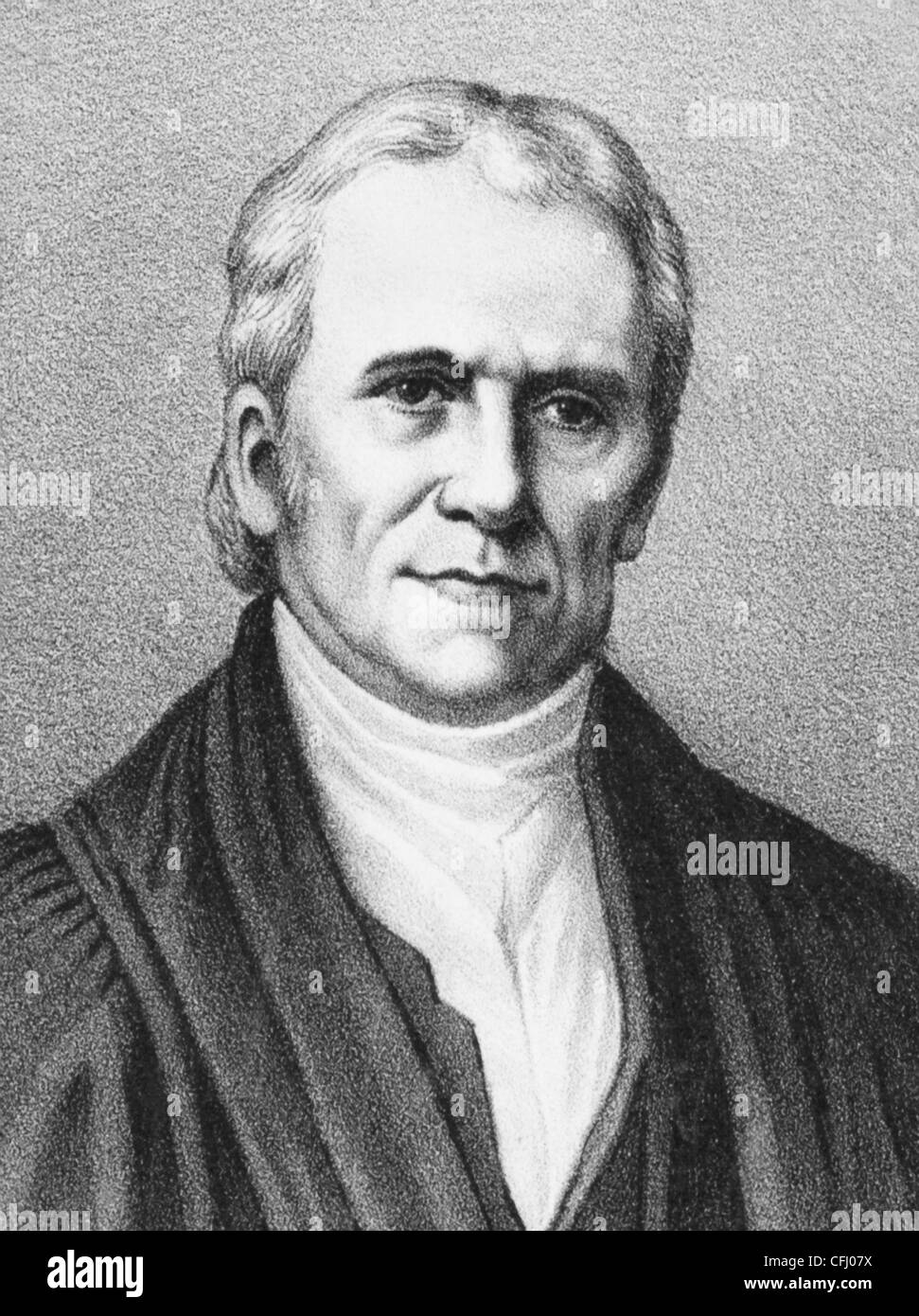 Vintage portrait print of American statesman and judge John Marshall (1755 - 1835) - the fourth US Chief Justice (1801 - 1835). Stock Photo
