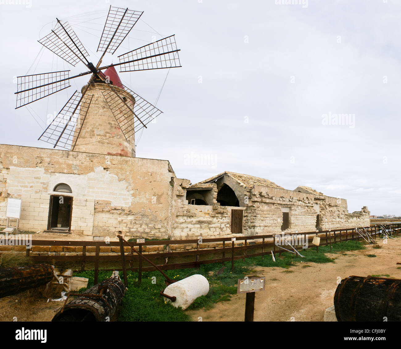 old windmill in sicily, trapani, italy Stock Photo