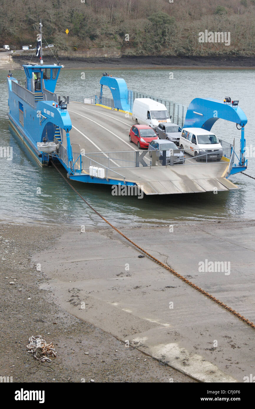 General view of the King Harry chain ferry in Cornwall taken during