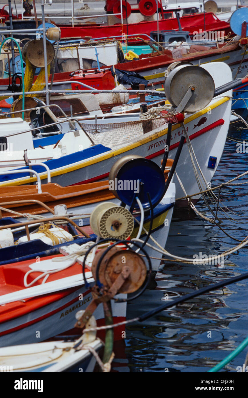 Fishing Boats in a Row Stock Photo