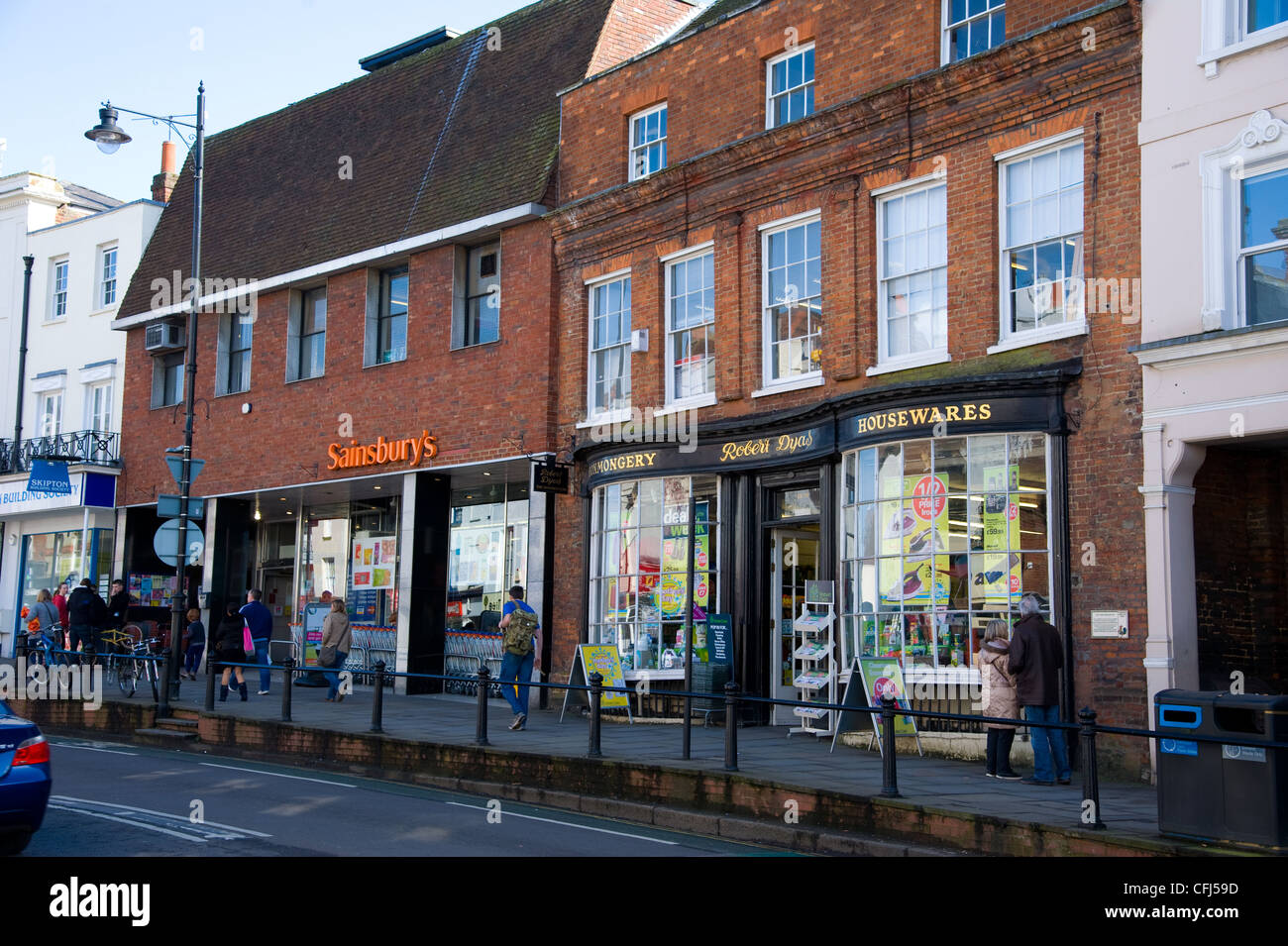 Dorking Town center one way system and St Martin’s church and dorkings
