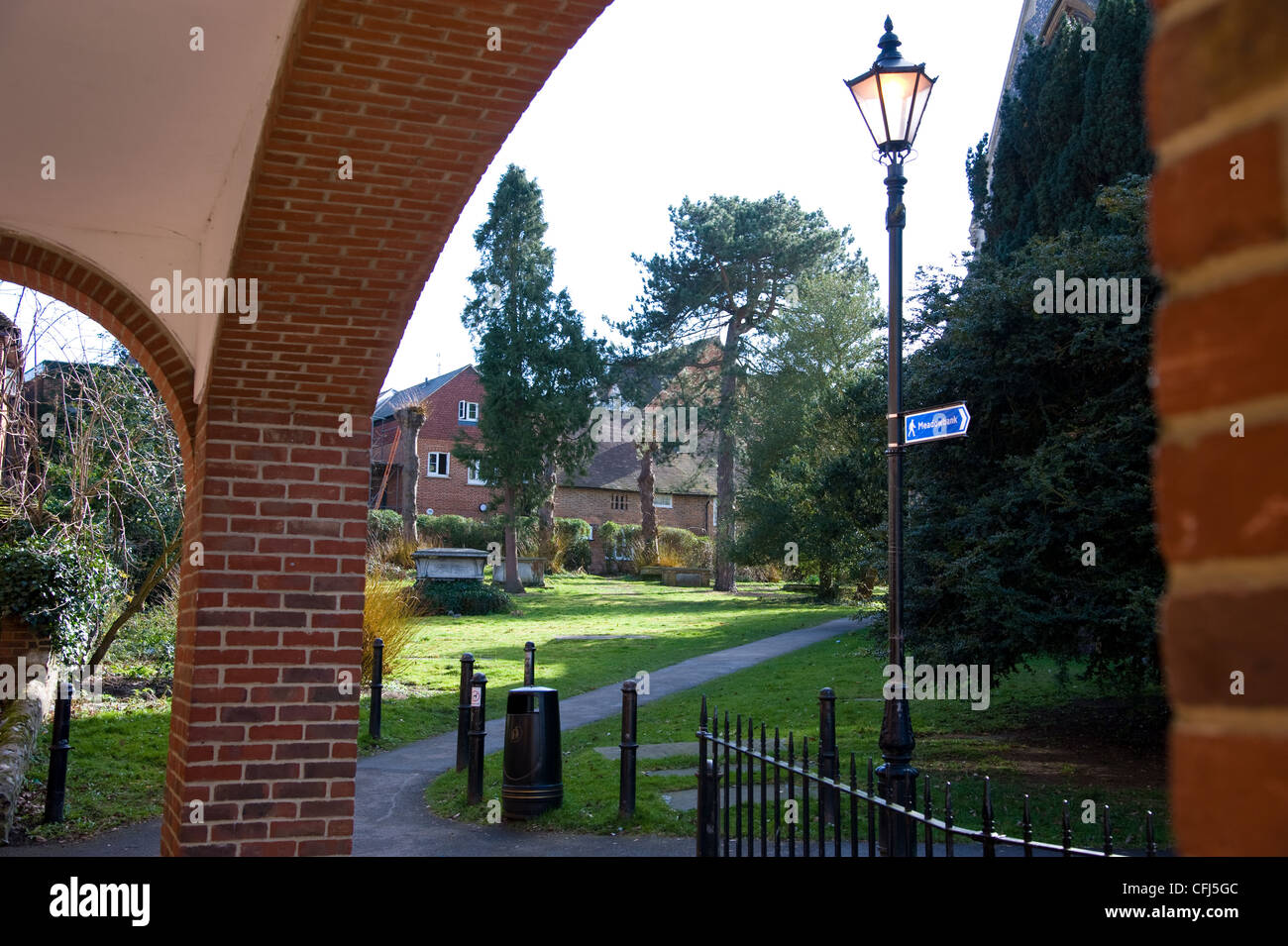 Dorking Town center one way system and St Martin’s church and dorkings