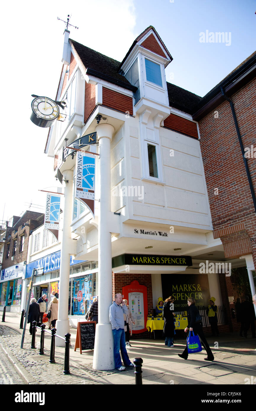 Dorking Town center one way system and St Martin’s church and dorkings