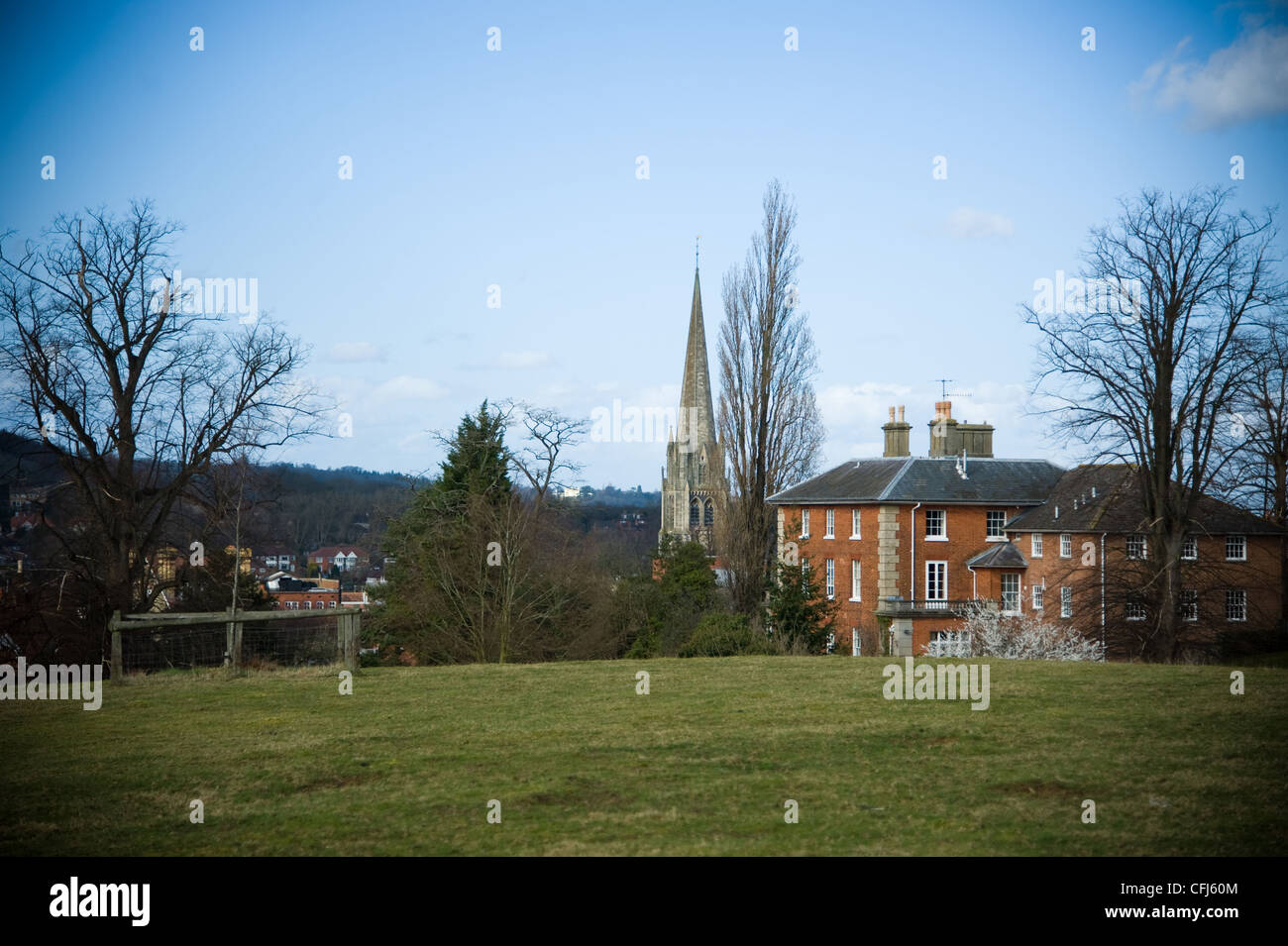 Dorking Town center one way system and St Martin’s church and dorkings