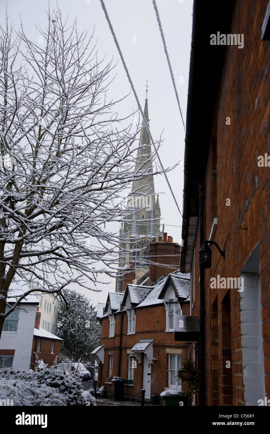 Dorking Town center one way system and St Martin’s church and dorkings