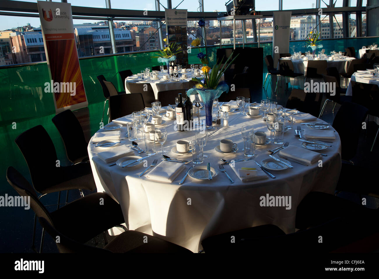 Setting Tables for a Function, the Sage Music Centre, Gateshead Stock Photo