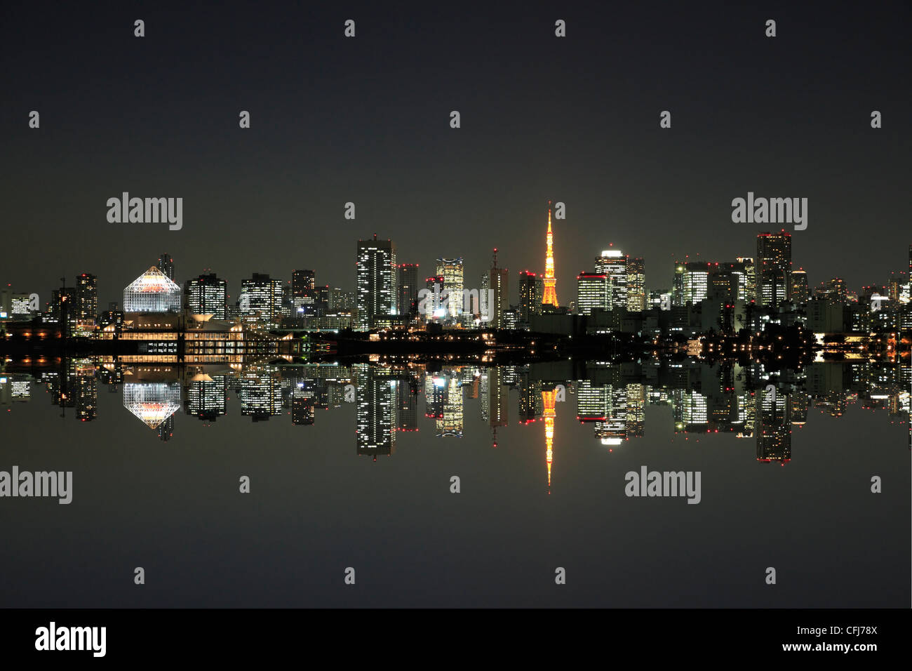 View of Tokyo downtown at night Stock Photo