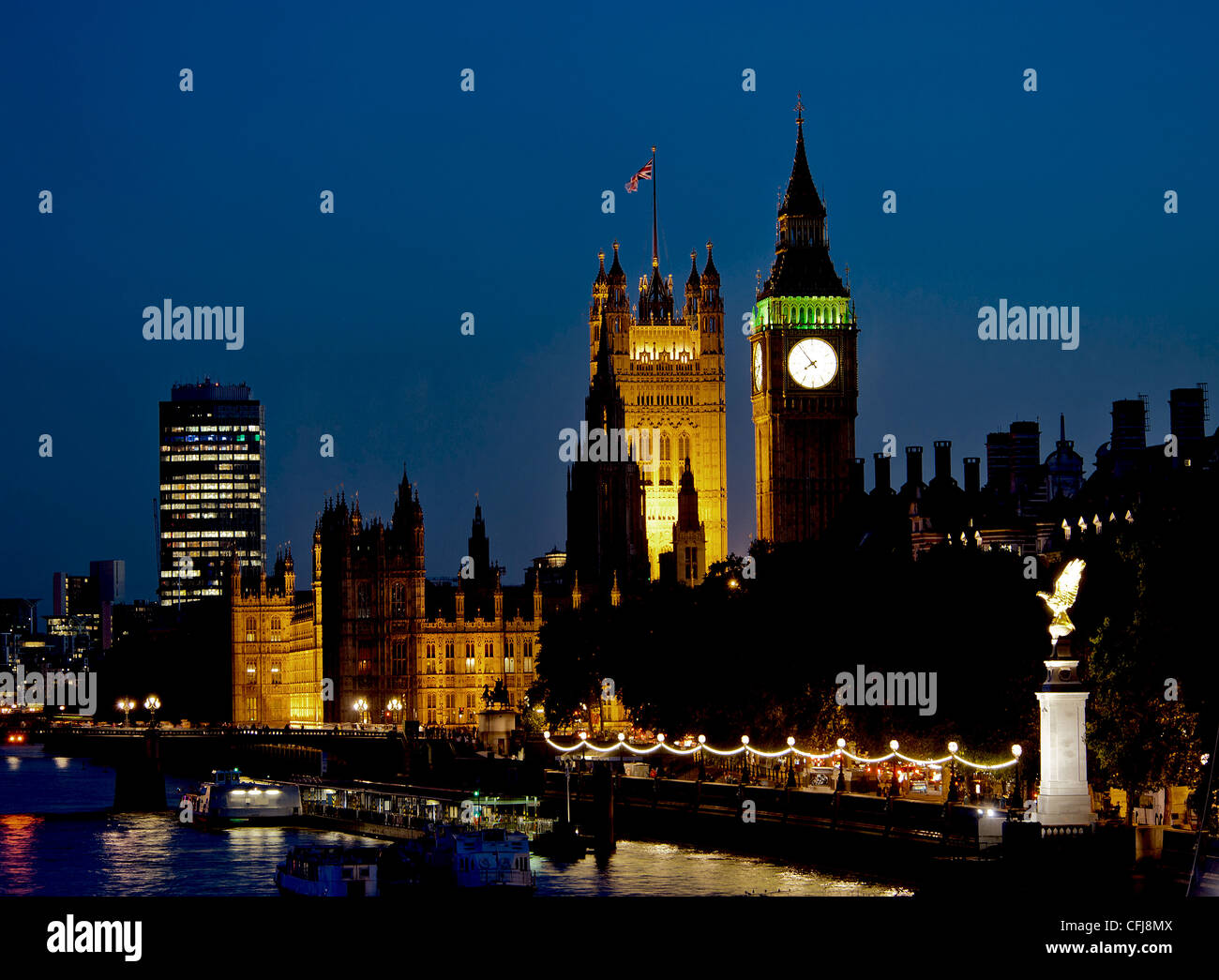 Twilight over Parliament and Big Ben Stock Photo