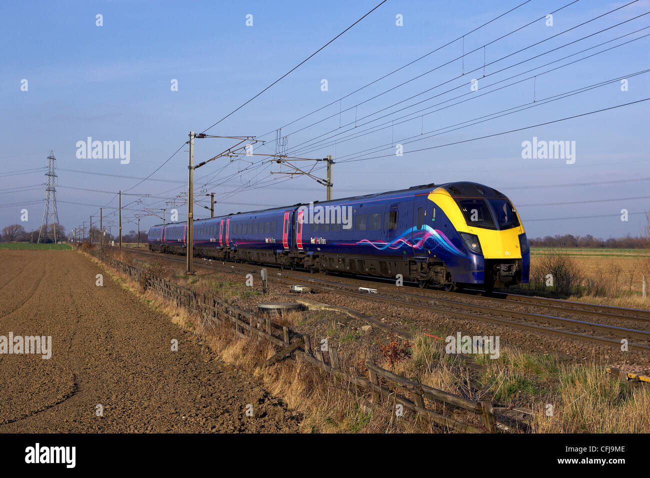 Hull Trains Class 180 no 180009 speeds through Joan Croft, Doncaster