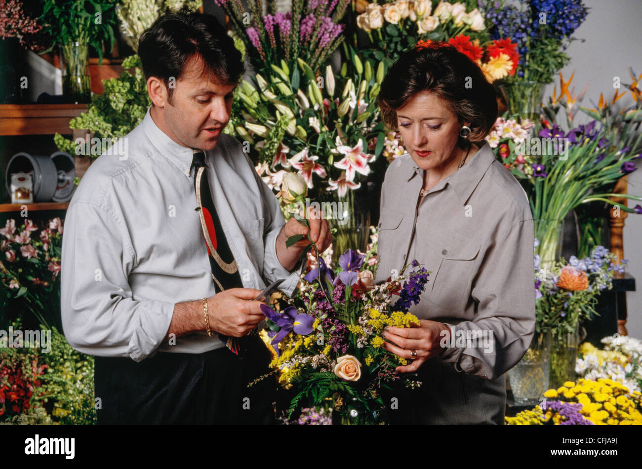 Florist and employee prepare an order Stock Photo