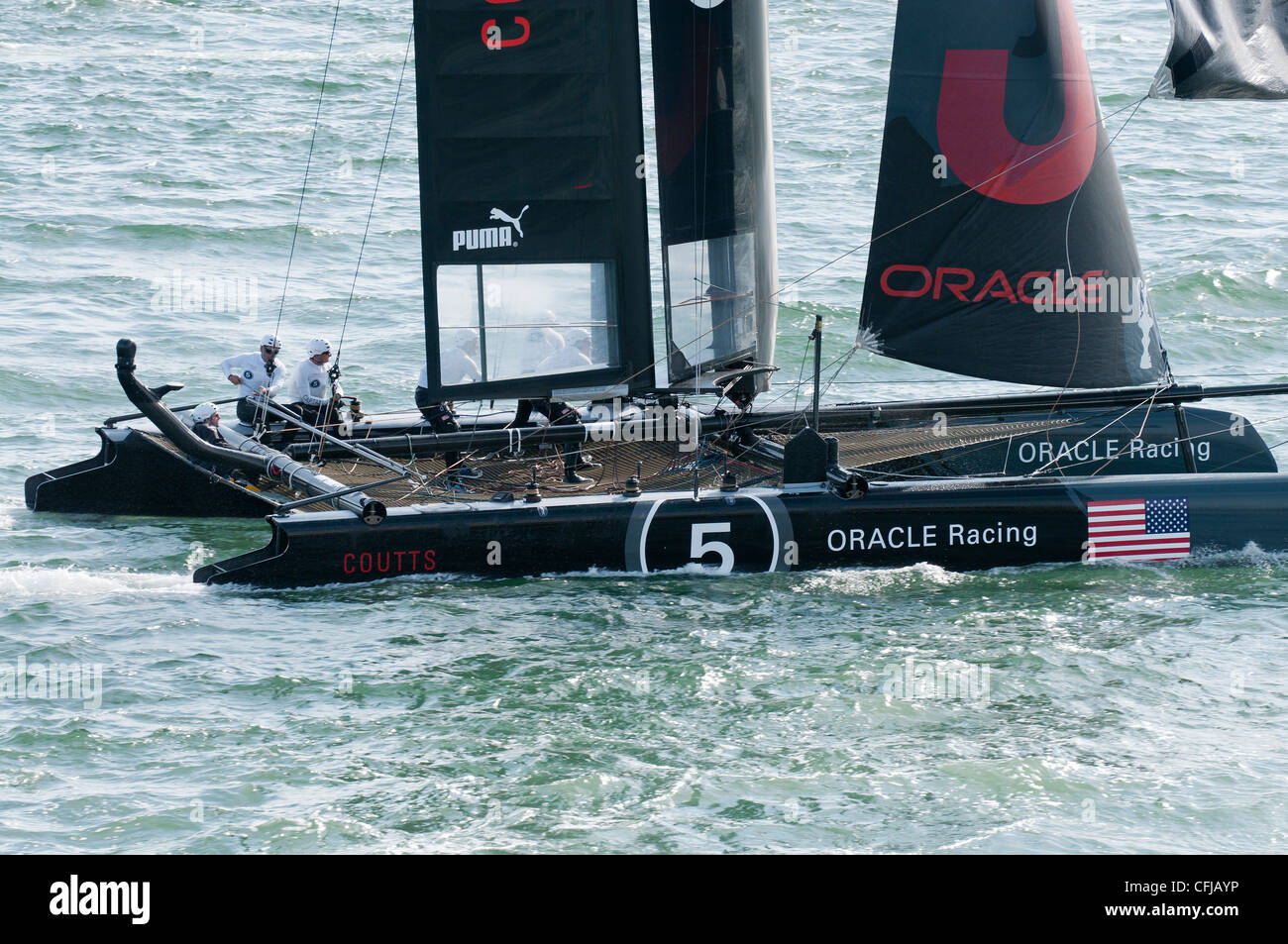 Oracle Racing catamaran during racing at Plymouth during the America's Cup  World Series, UK Stock Photo - Alamy