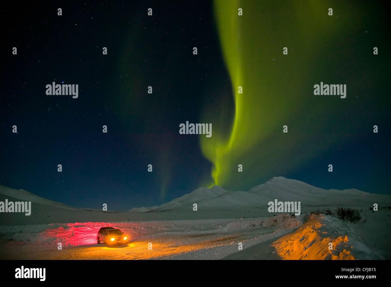 Aurora Borealis, near Tombstone Mountain Lookout, Dempster Highway, Yukon, Canada, Spring, northern lights Stock Photo