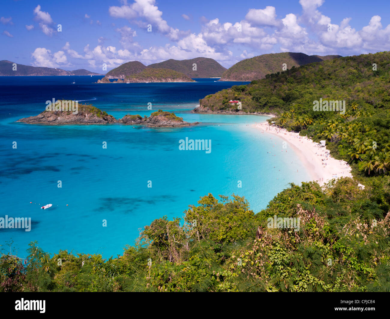 Highangle view of Trunk Bay, St. John's, US Virgin Islands Stock Photo