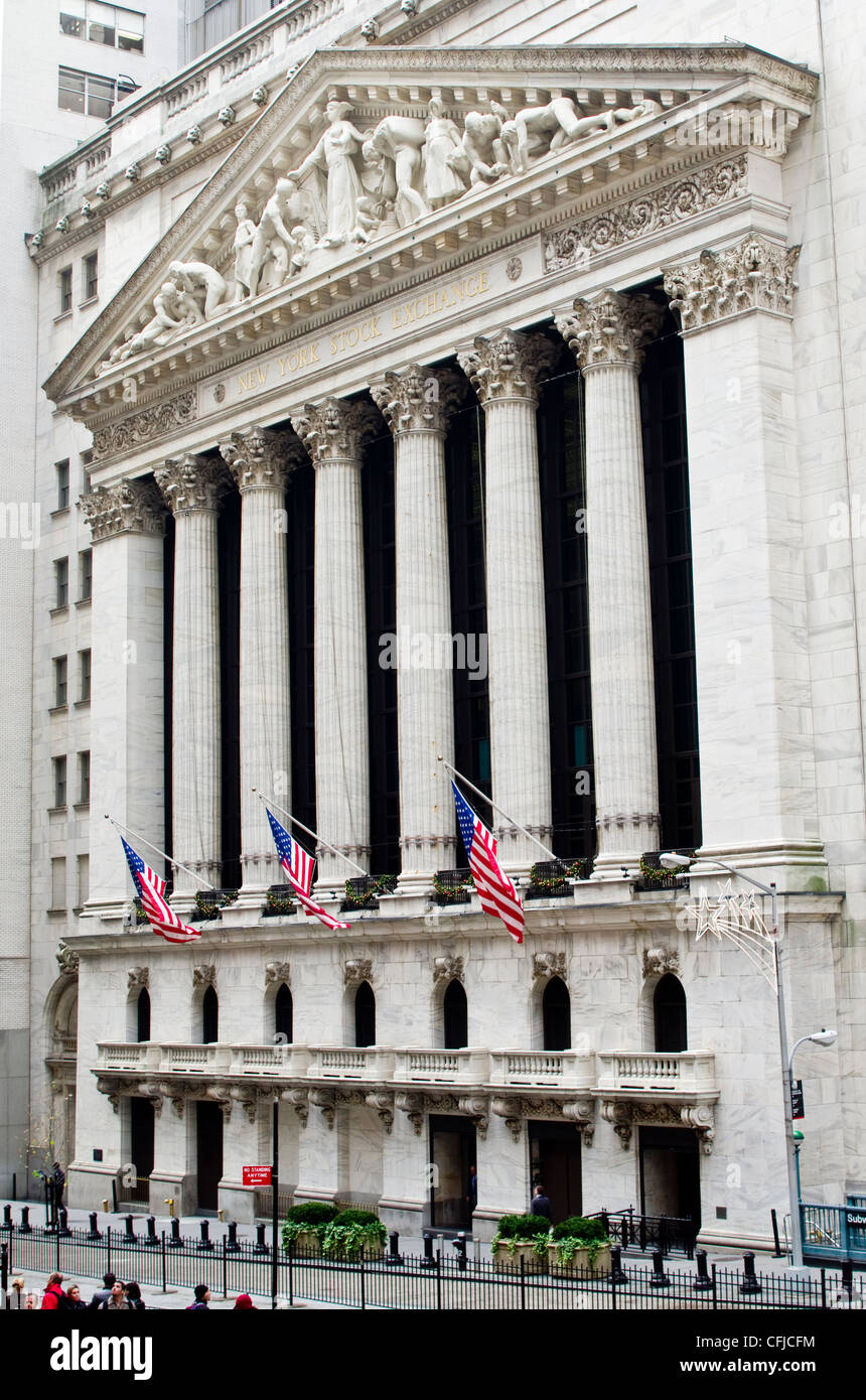 New York Stock Exchange Euronext building front at 18 Broad St. Stock Photo