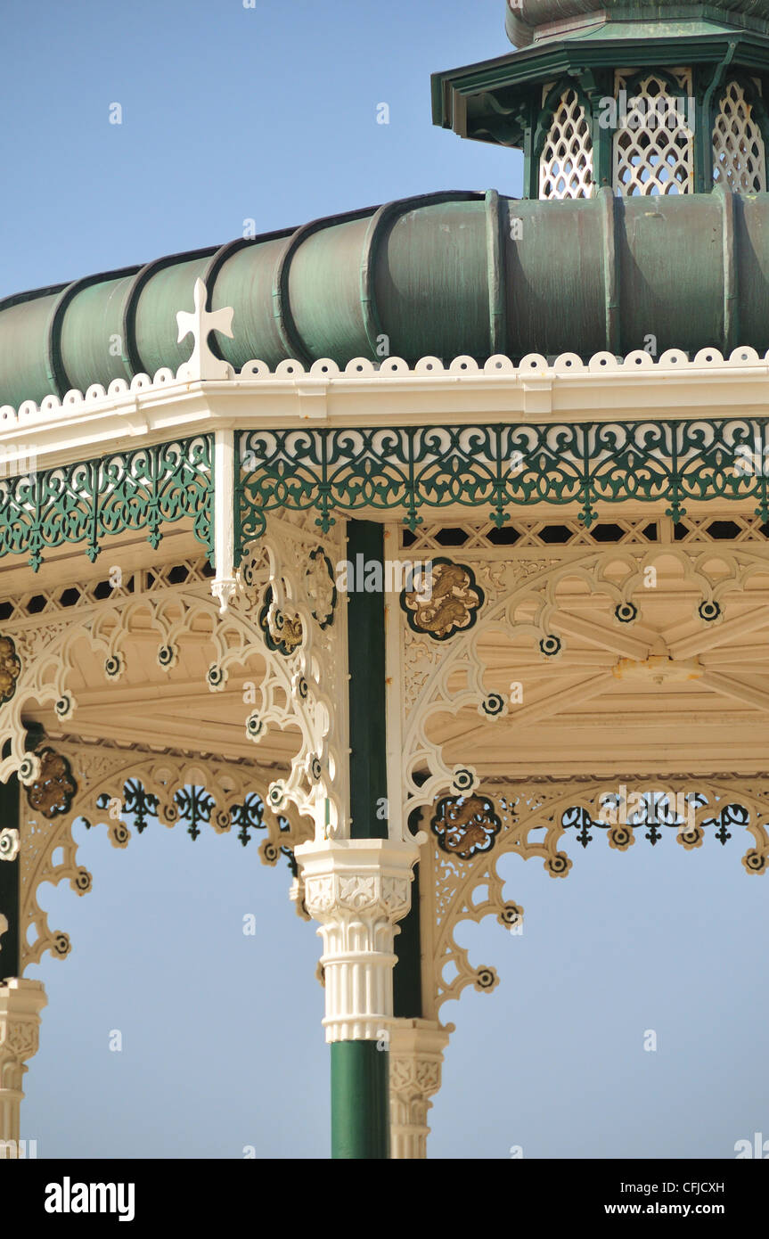 Close up of the renovated Victorian Brighton Bandstand (Birdcage), Brighton seafront, East Sussex, UK Stock Photo