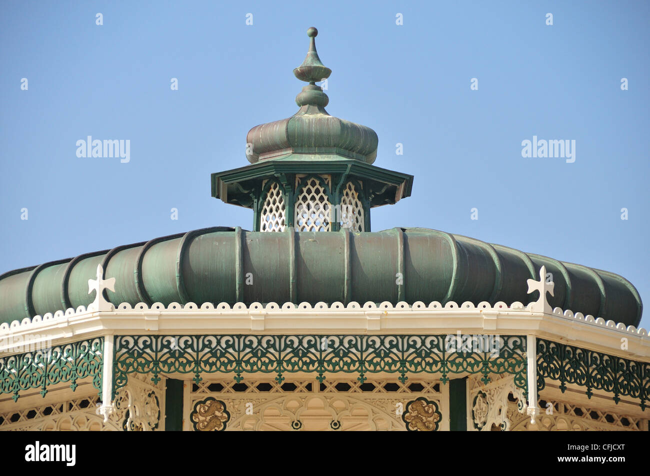 Close up of the renovated Victorian Brighton Bandstand (Birdcage), Brighton seafront, East Sussex, UK Stock Photo