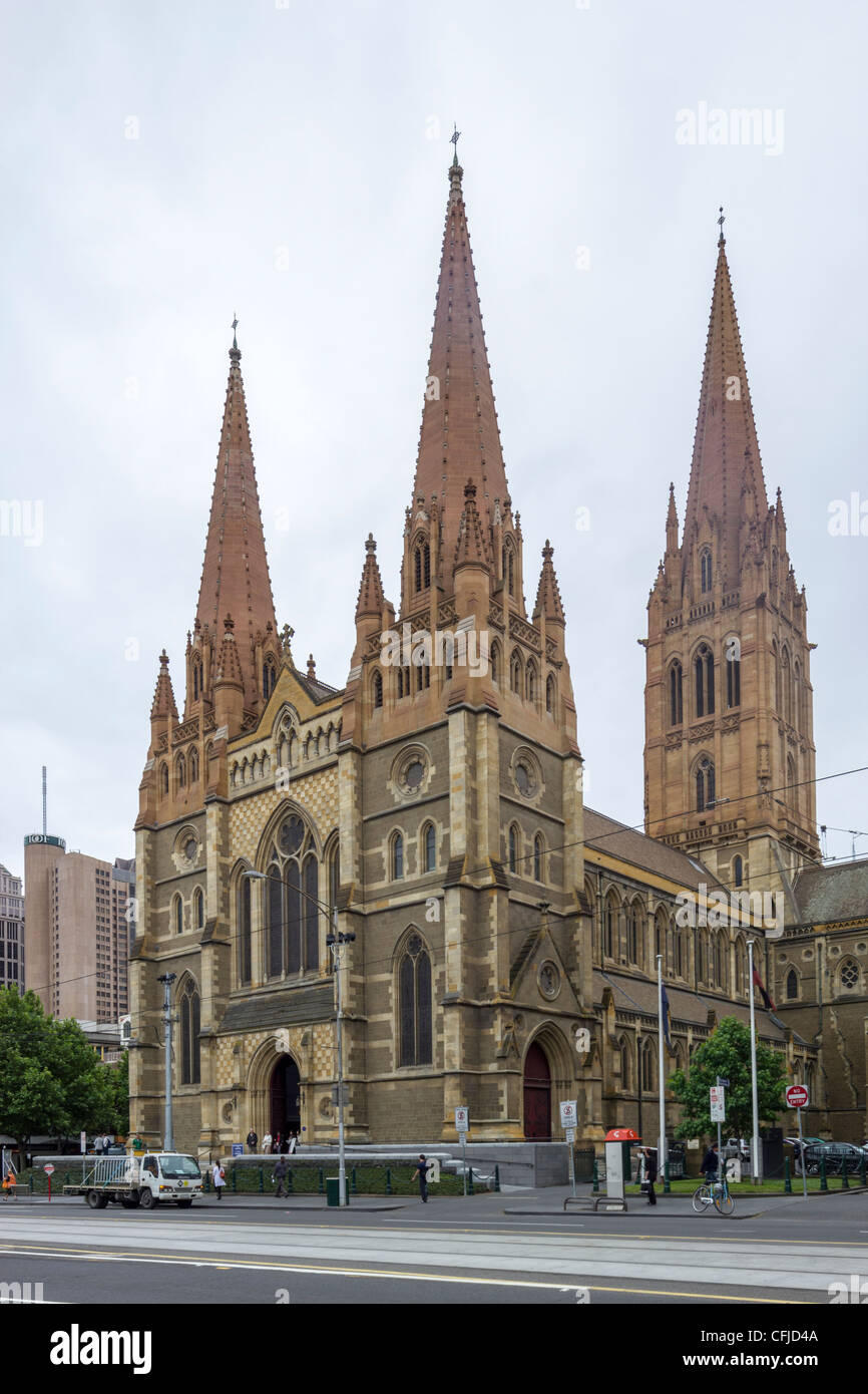 St Paul's Cathedral, Flinders Street, Melbourne, Australia Stock Photo