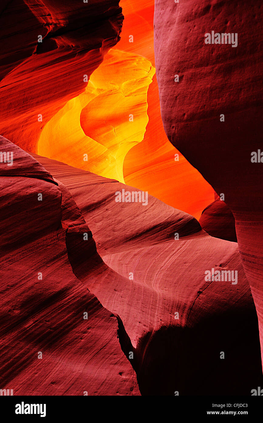 Canyon X is a slot canyon near Page, AZ within the Navajo Reservation. Stock Photo