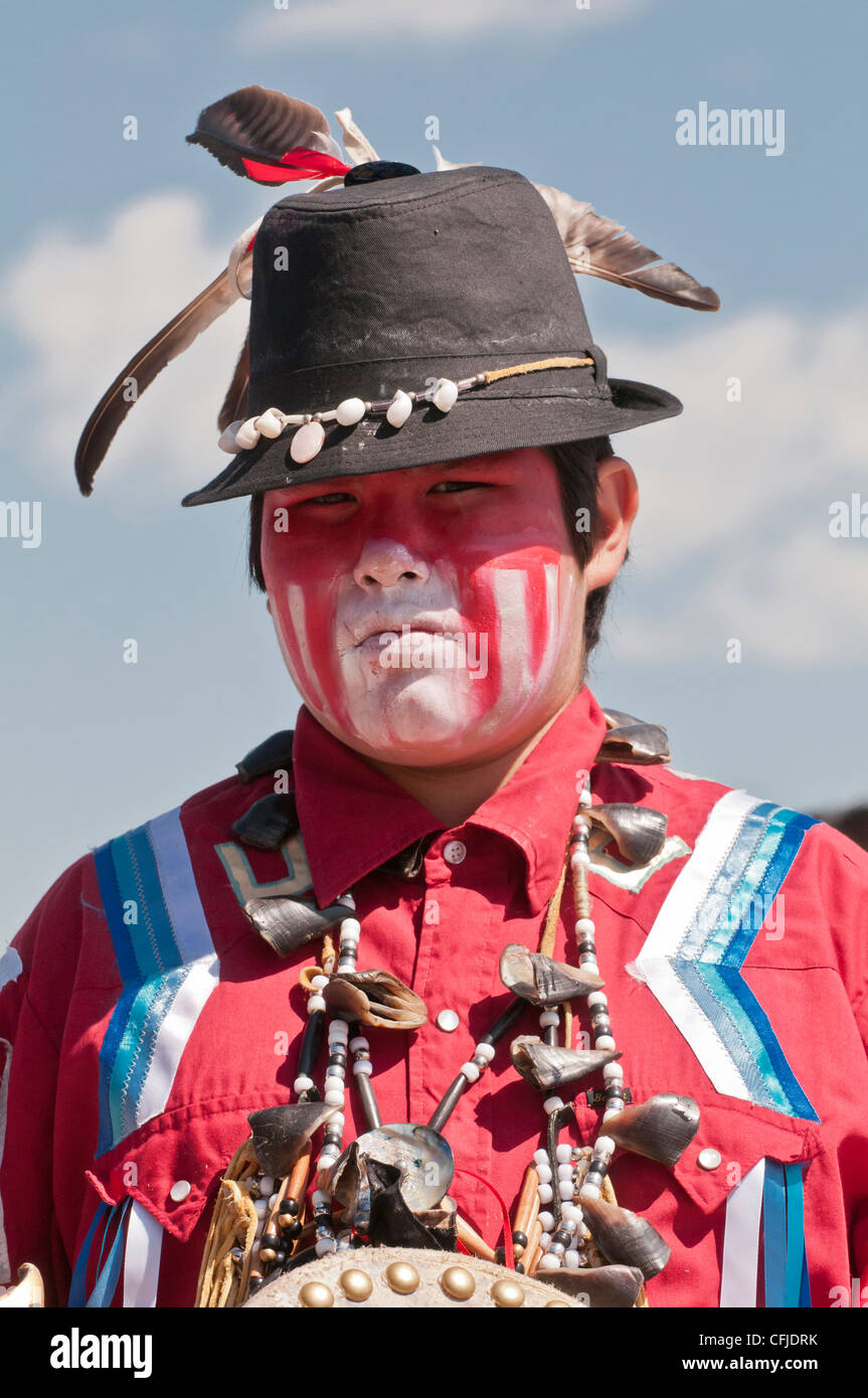 Blackfoot young man in traditional regalia, Siksika Nation Powwow, Gleichen, Alberta, Canada