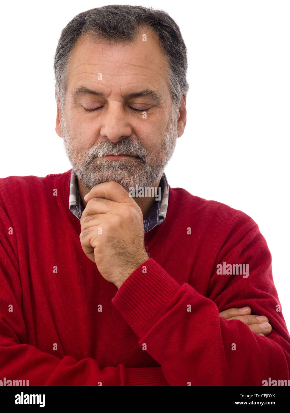 Portrait of a serene middle aged man with his eyes closed Stock Photo