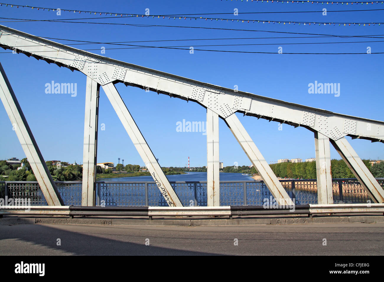 town bridge through small river Stock Photo - Alamy