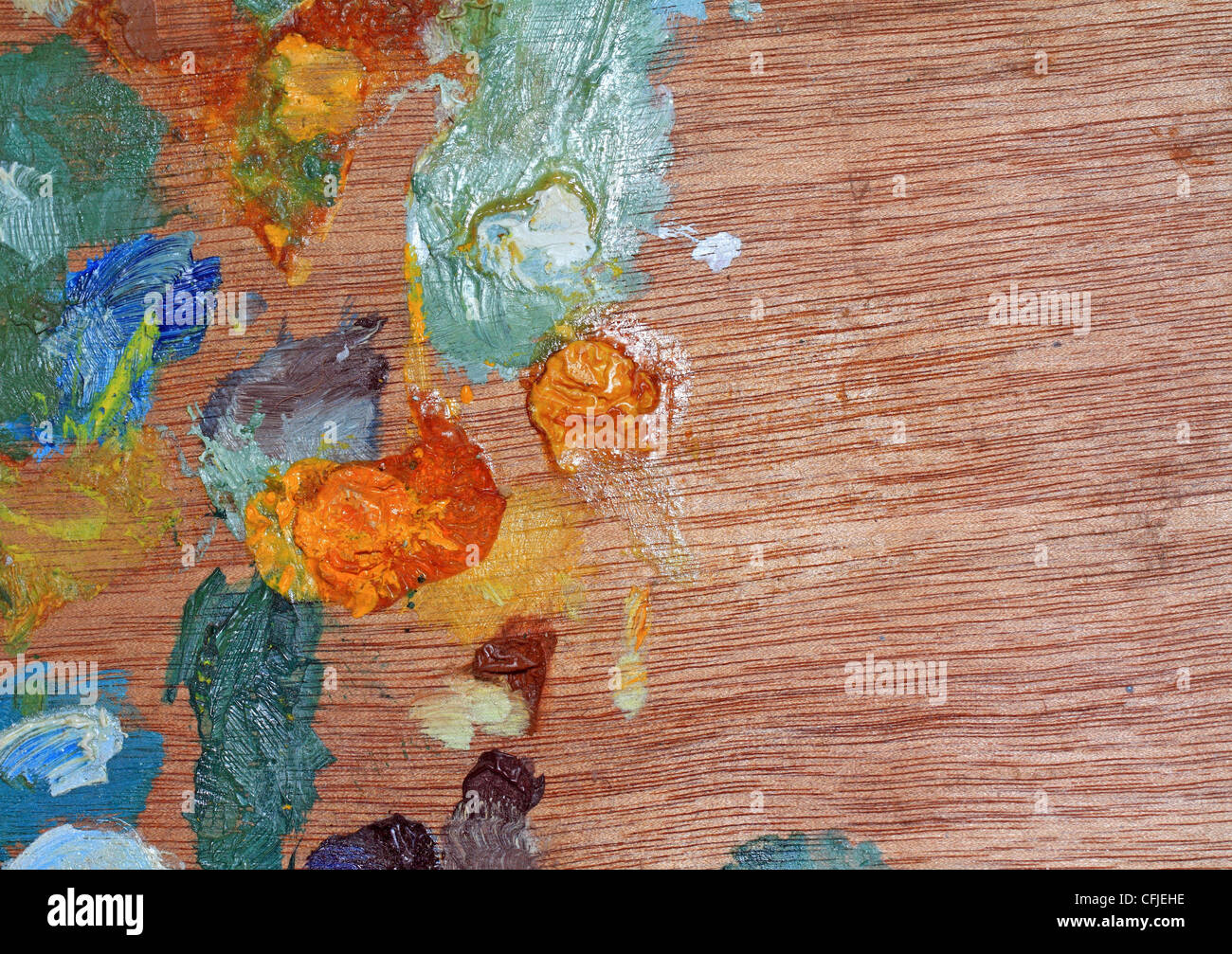 wooden palette with oil paint Stock Photo Alamy