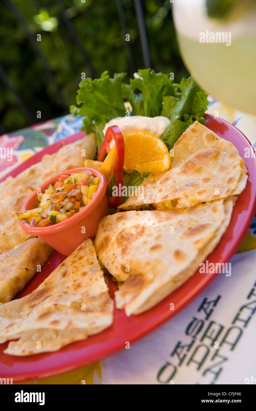 Mexican cheese quesadilla with fresh mango salsa Stock Photo Alamy