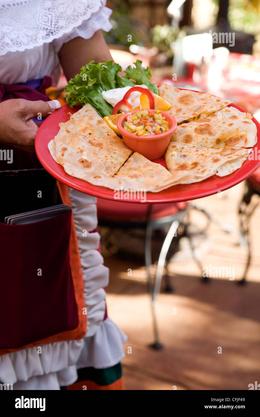 Mexican cheese quesadilla with fresh mango salsa Stock Photo Alamy