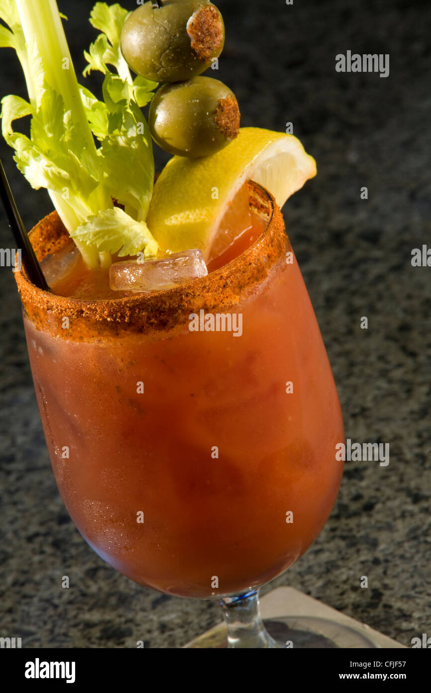 Classic bloody mary garnished celery hires stock photography and