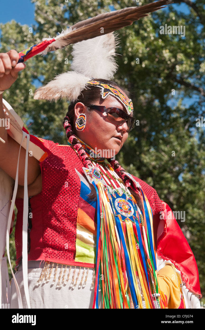 Woman in traditional regalia, Stony Nakoda First Nations, Bar U Ranch ...