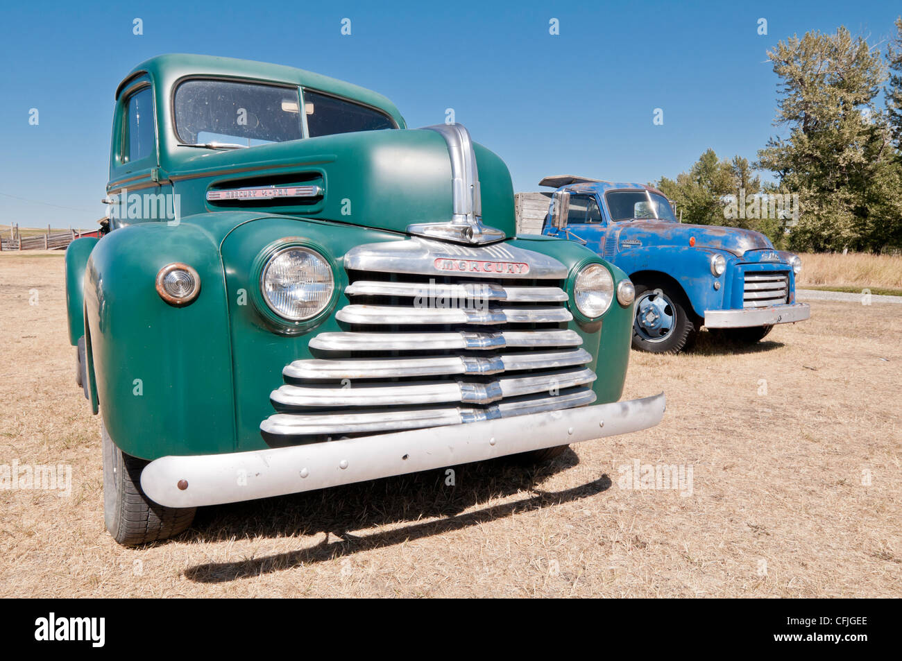 1947 Mercury 1/2 ton truck, Bar U Ranch, National Historic Site, Alberta, Canada Stock Photo