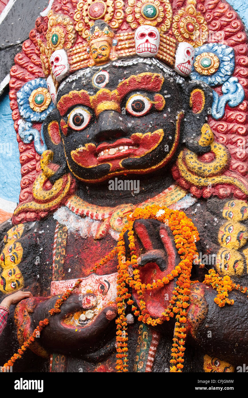 Kala Bhairab sculpture, Durbar Square - Kathmandu, Bagmati Zone, Kathmandu Valley, Nepal Stock Photo