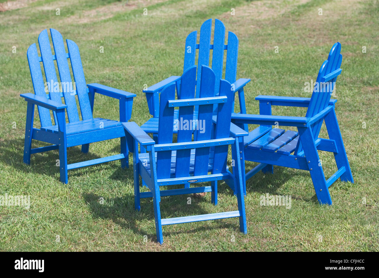 Blue garden chairs Stock Photo Alamy