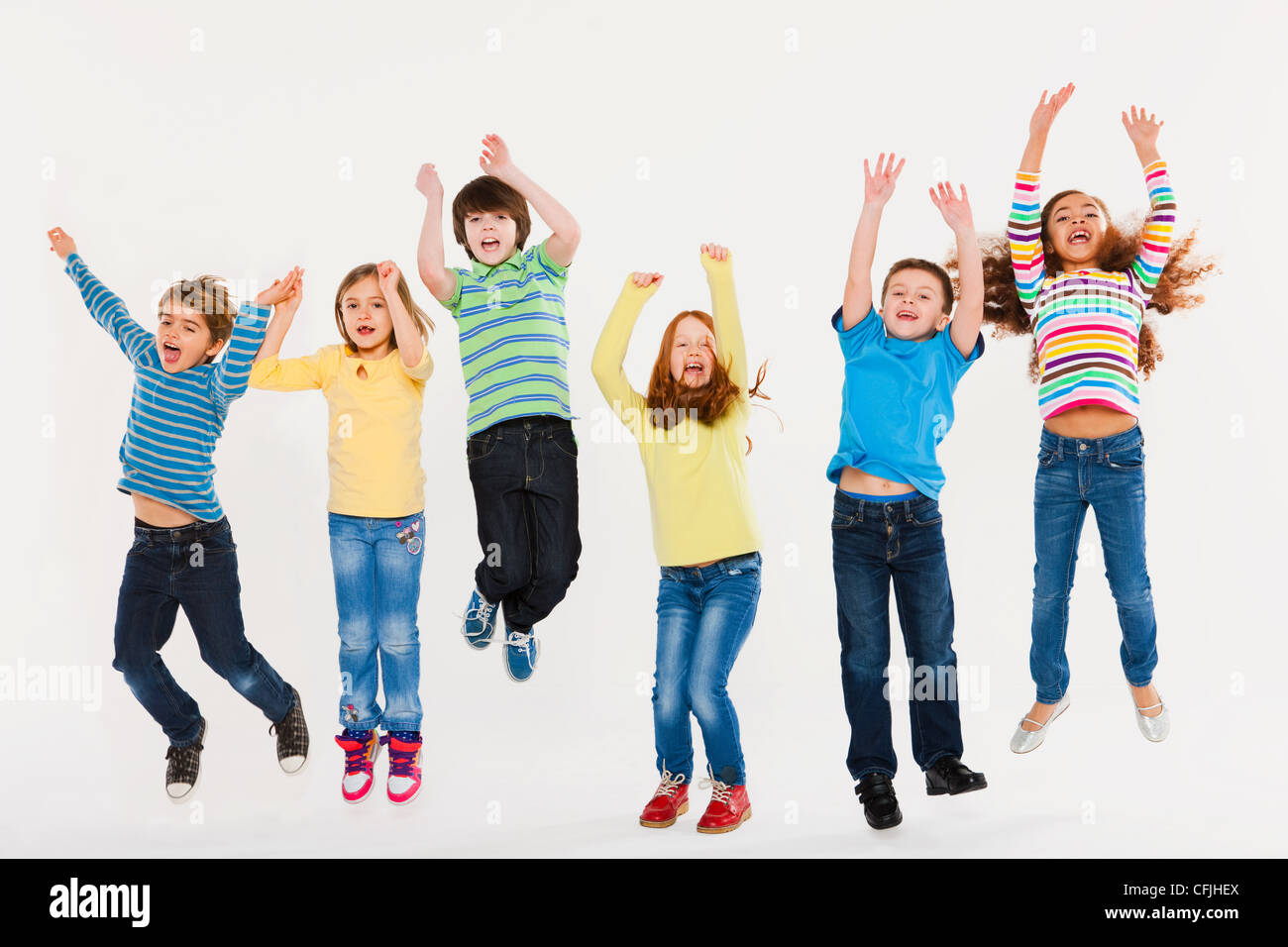Children jumping Stock Photo
