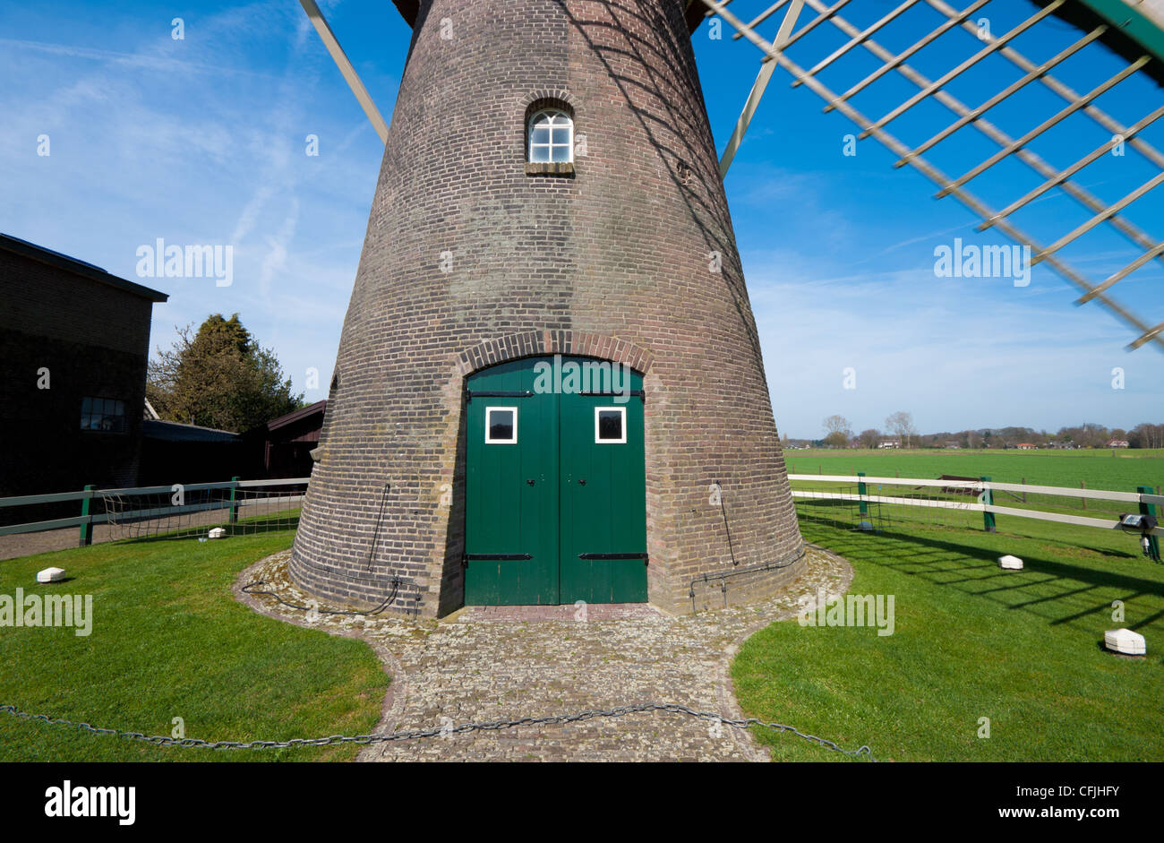 lower part of dutch windmill in Gorssele, netherlands Stock Photo