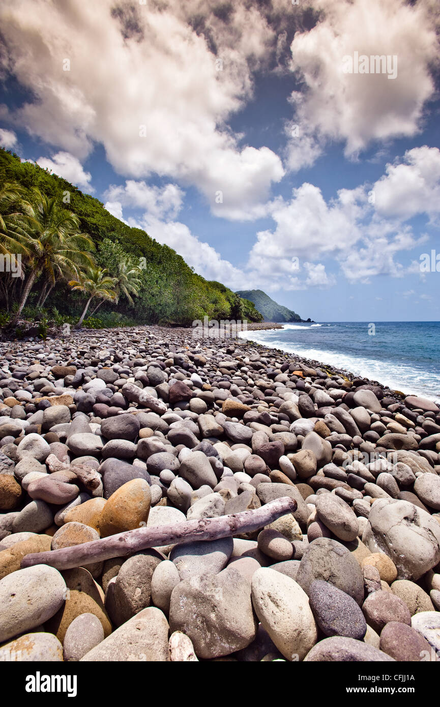 Beach at Jungle Bay Resort, Dominica, Lesser Antilles Stock Photo