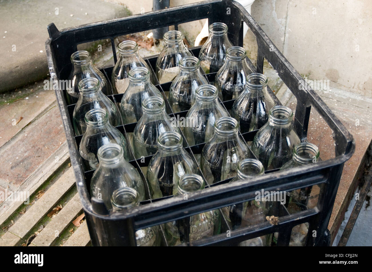 dairy man men milkman milkmen delivery service fresh crate crates glass