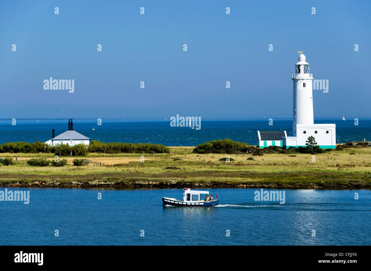 Lighthouse at Hurst Castle, Keyhaven, Hampshire, England, United Kingdom, Europe Stock Photo