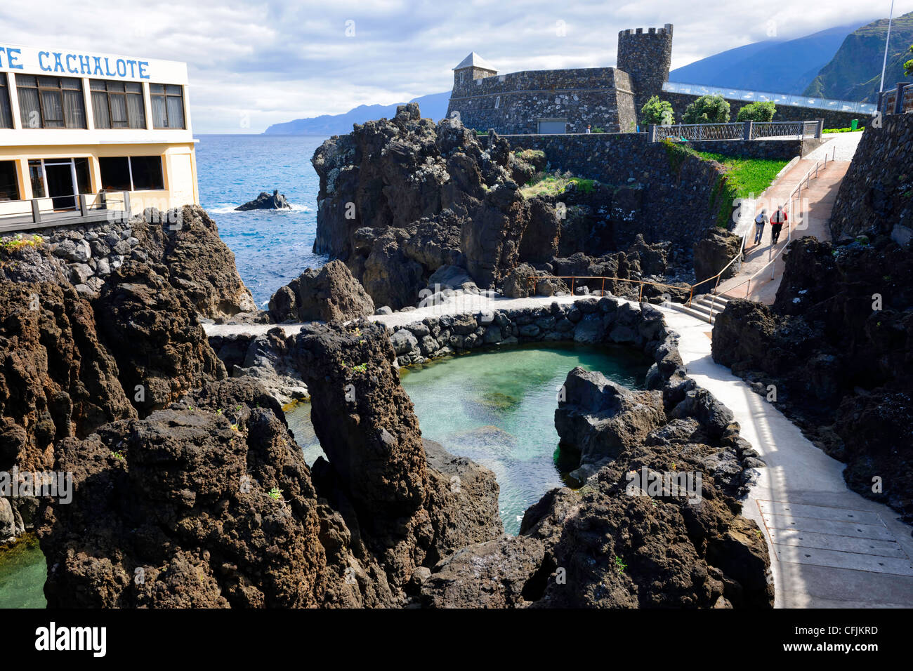 Lava-crusted sea pools Porto Moniz Madeira Portugal Stock Photo