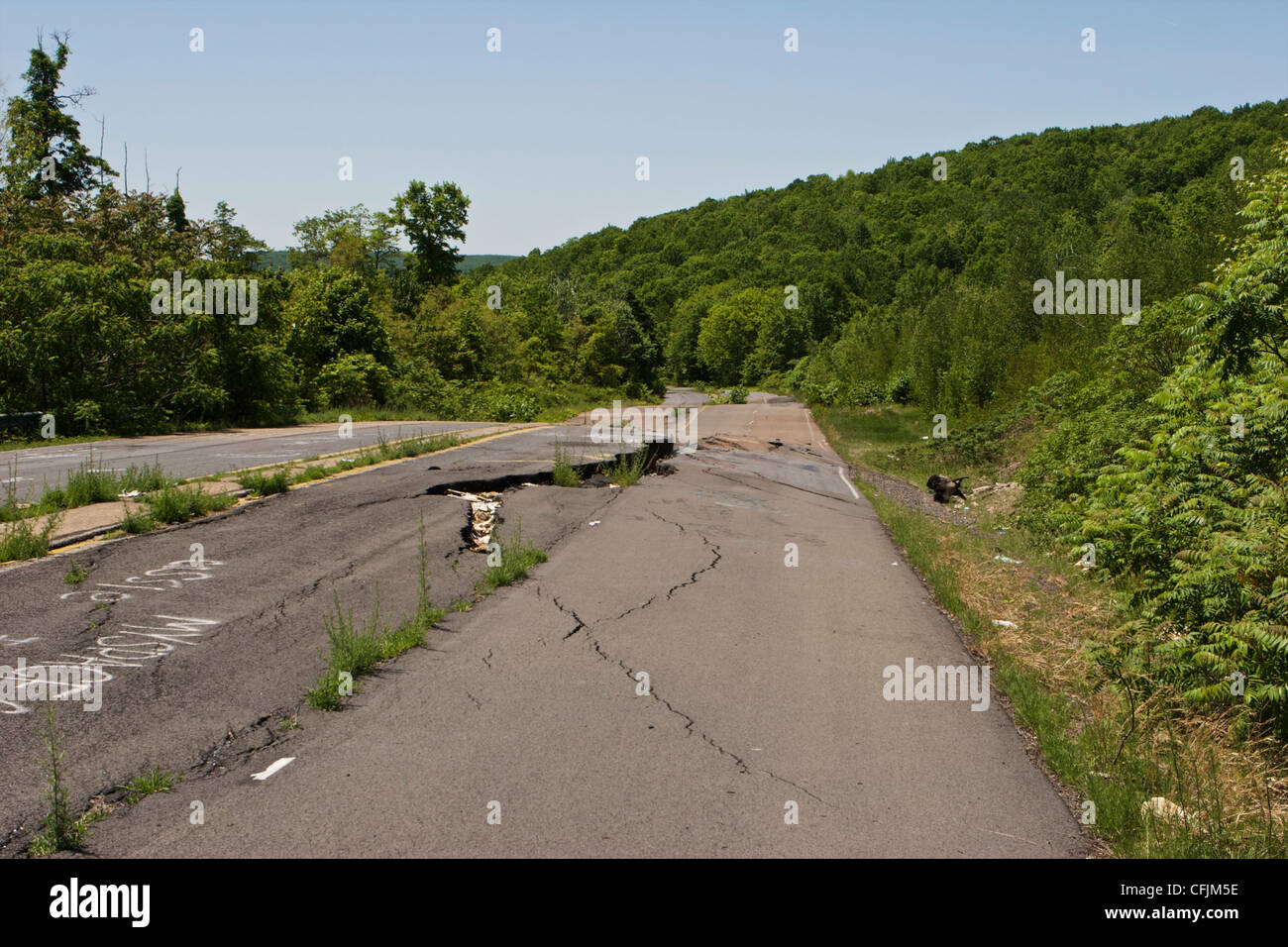 Closed section of PA Route 61 near Centralia warped and with fissures
