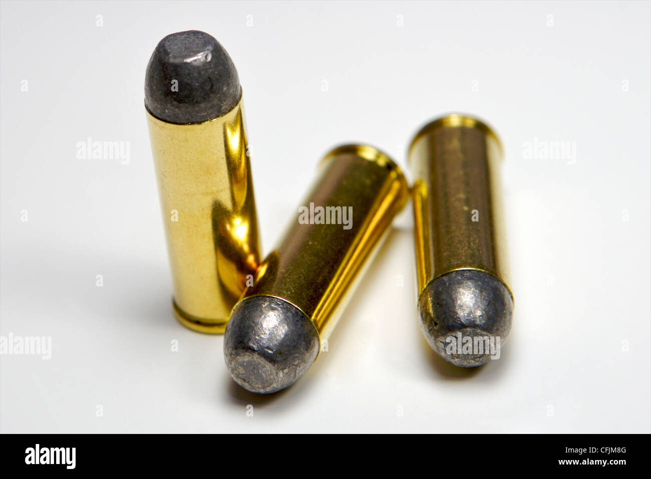 45 Colt ammunition on a white background Stock Photo