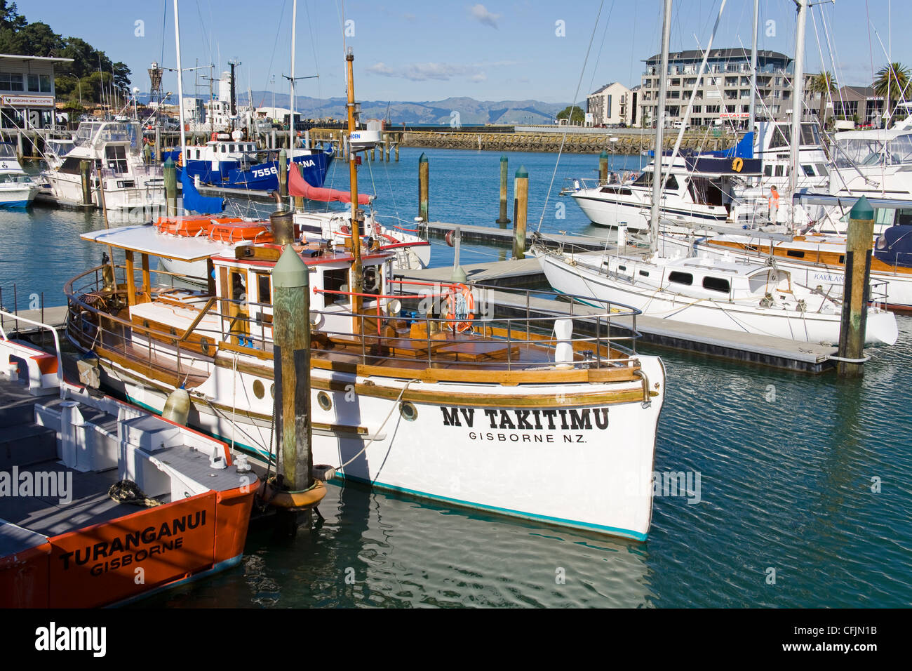 Inner Harbour, Gisborne, Eastland District, North Island, New Zealand, Pacific Stock Photo