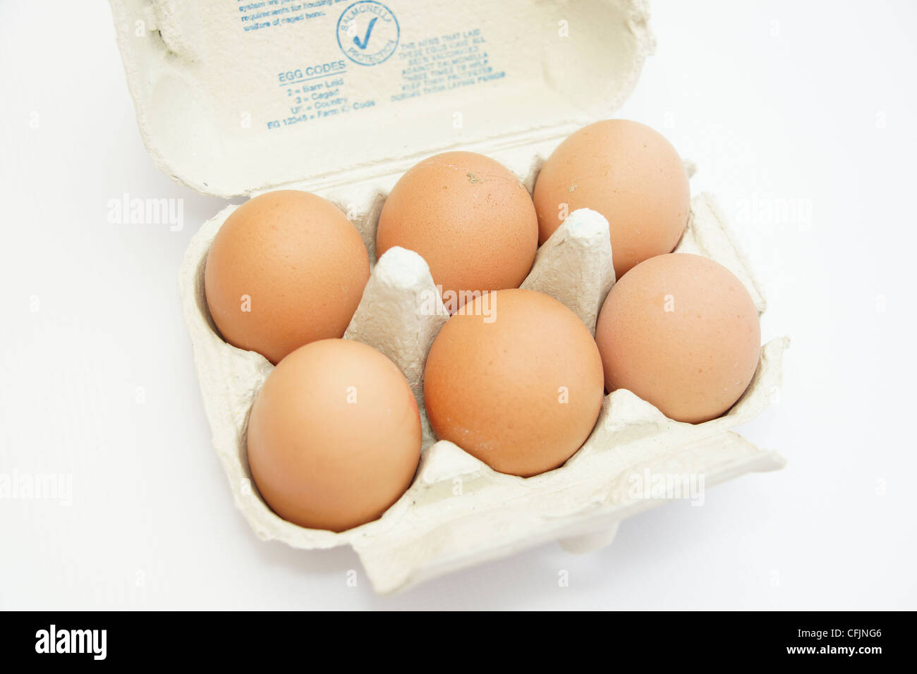 Box of eggs laid in Sussex from vegetarian fed hens with salmonella