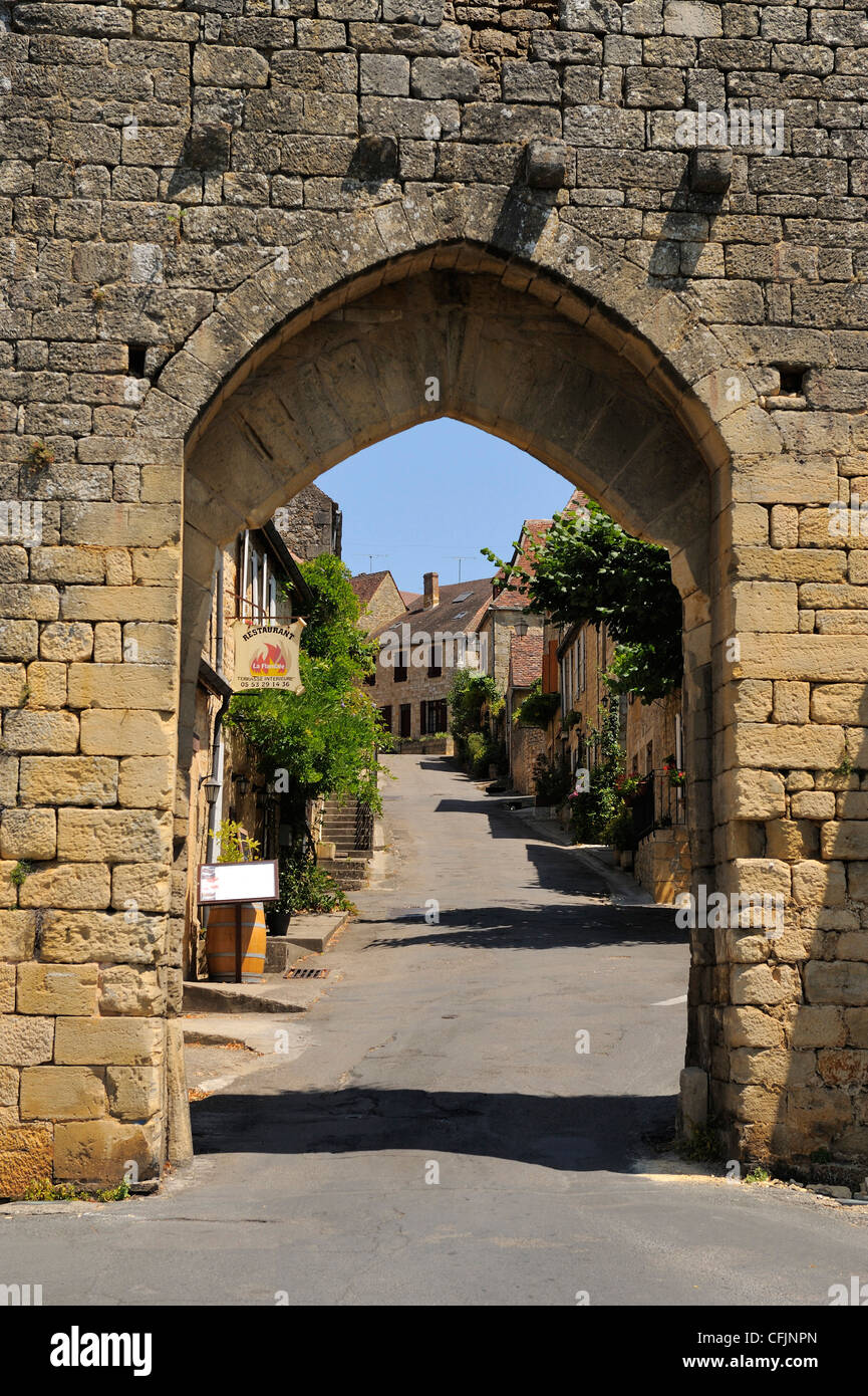 Porte Del Bos, Bastide town, Domme, Les Plus Beaux Villages de France, Dordogne, France, Europe Stock Photo