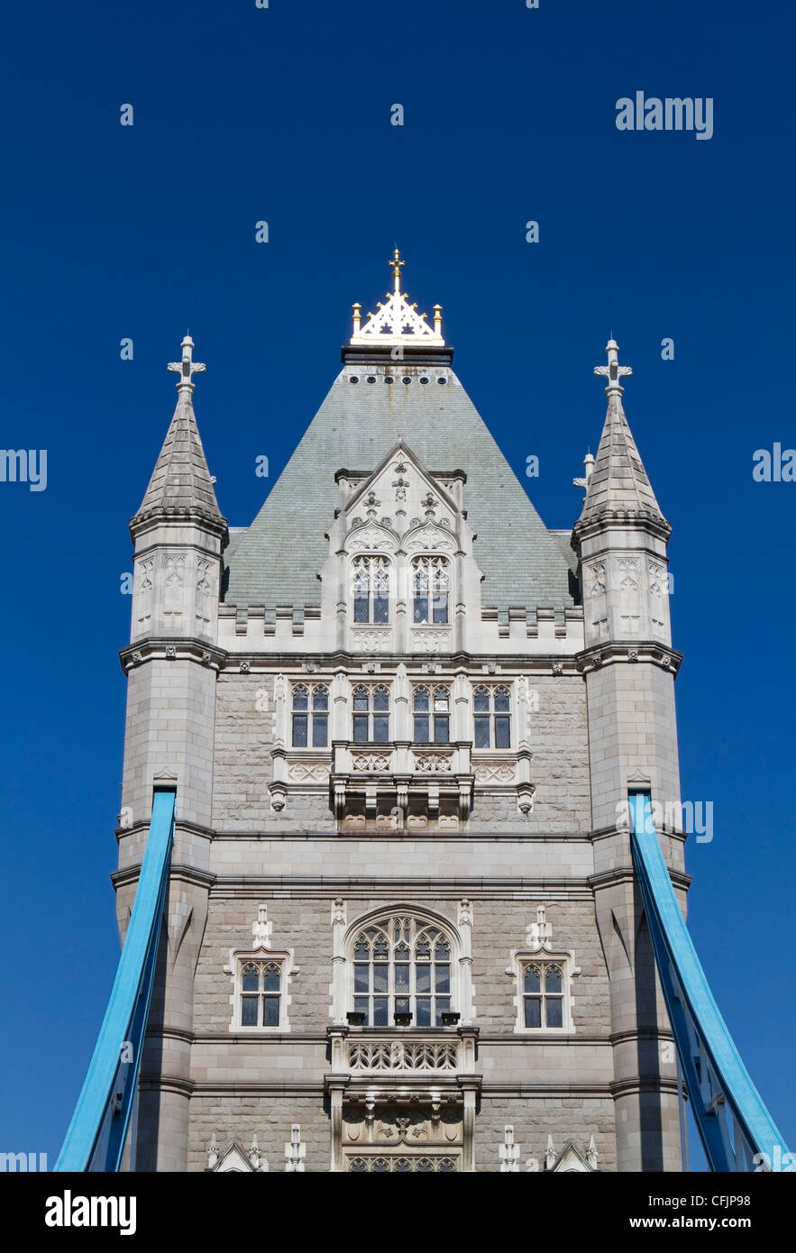The southern tower of Tower Bridge as seen from the south side of the bridge, London Stock Photo