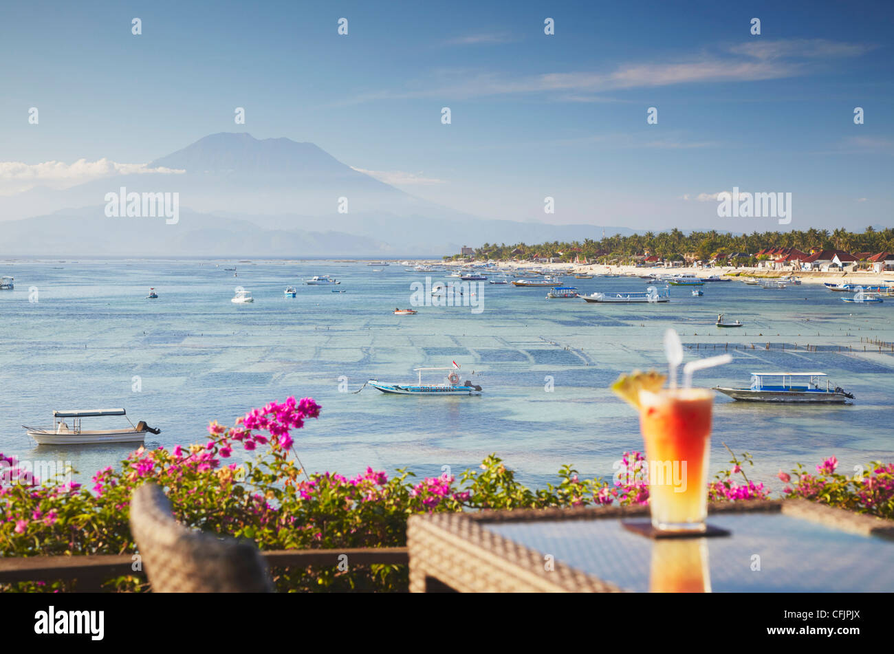 Bar overlooking Jungutbatu beach, Nusa Lembongan, Bali, Indonesia, Southeast Asia, Asia Stock Photo