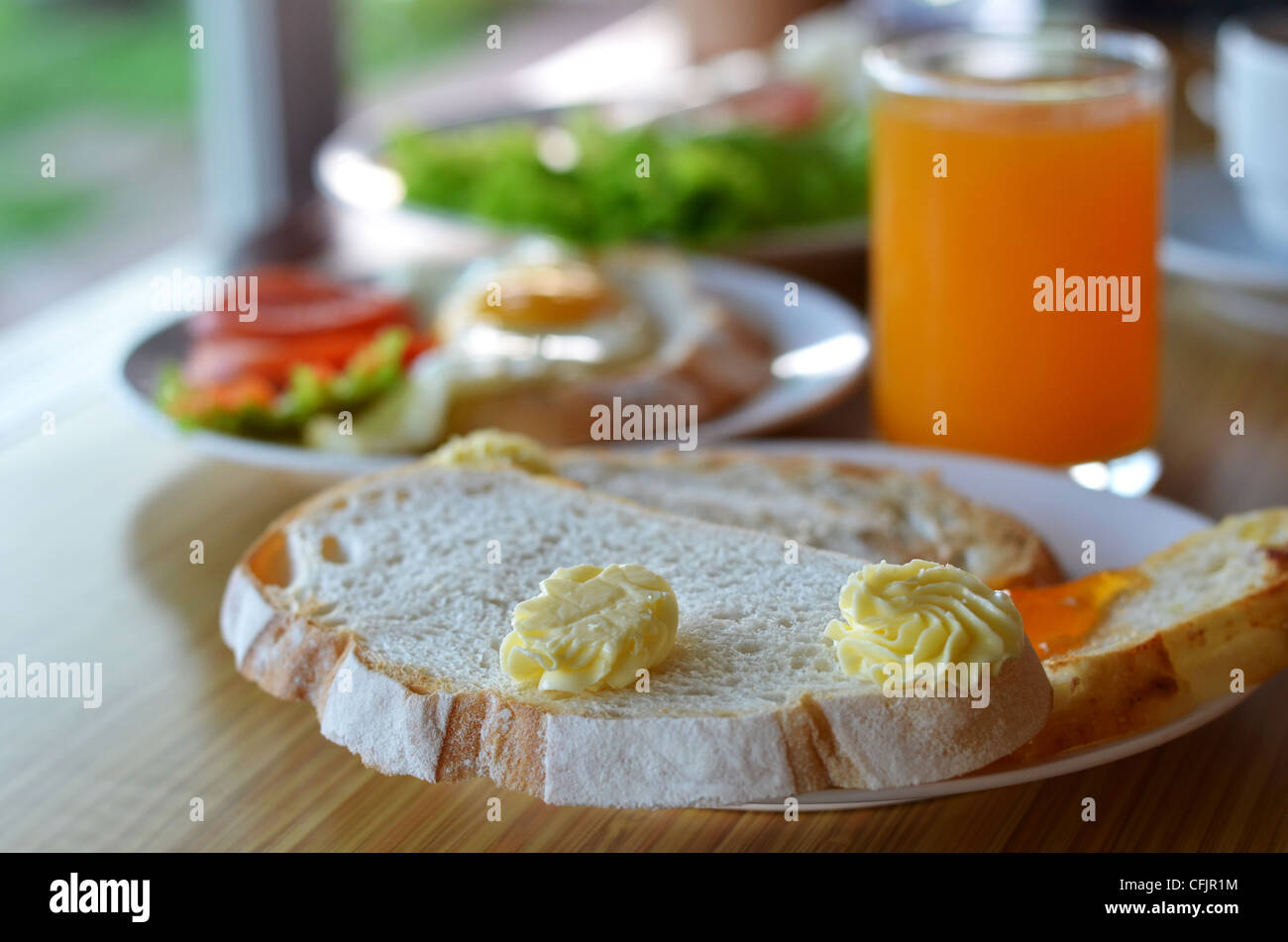 american style breakfast , jam and cheese with toast Stock Photo Alamy